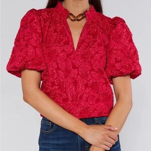 Teresa Red Floral Top From Avara - L